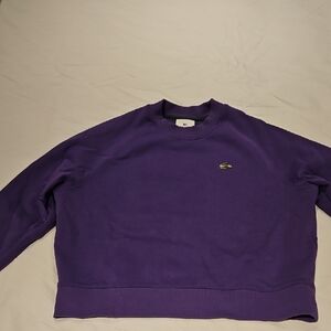 Lacoste Deep Purple Cropped Crewneck Sweater